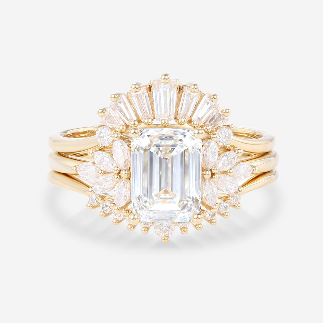 Emerald cut Lab-Grown Diamond Wedding Bridal Set