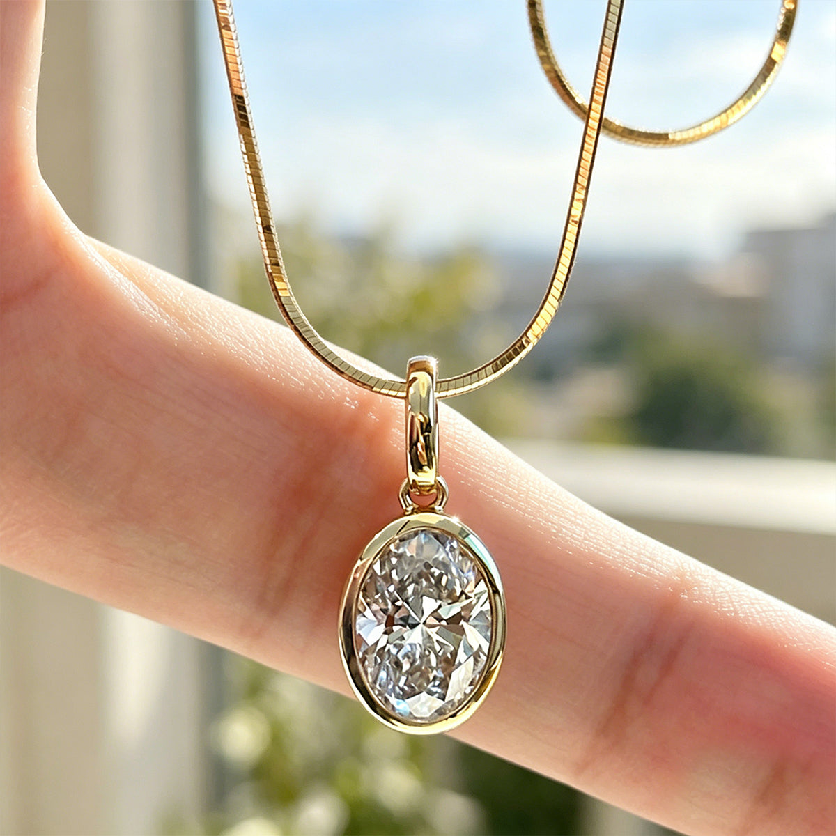 2.0 Carat Oval Cut Lab grown diamond Pendant Necklace