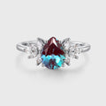 Pear cut Lab Alexandrite Cluster Engagement ring