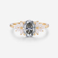 Oval cut Gray Moissanite Cluster Engagement Ring