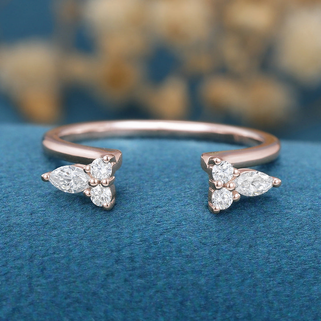 Marquise Moissanite | Diamond Open Wedding Band Ring