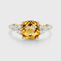 Square cut Citrine Solid Gold Engagement Ring