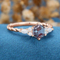 Hexagon cut Alexandrite Engagement ring 