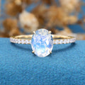 Oval cut Moonstone Half eternity Engagement Ring