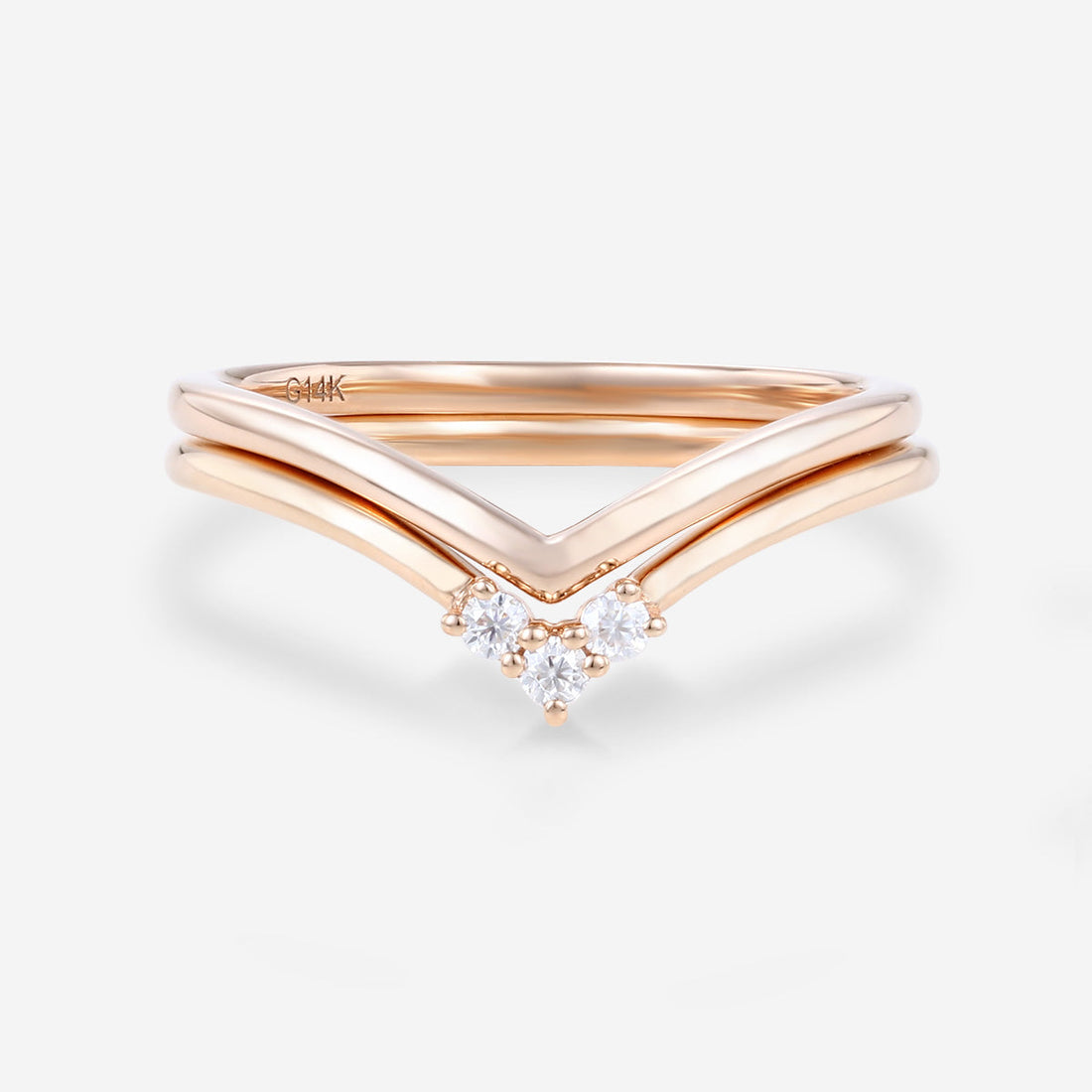 Double Diamond Curve Wedding Band Matching Engagement ring