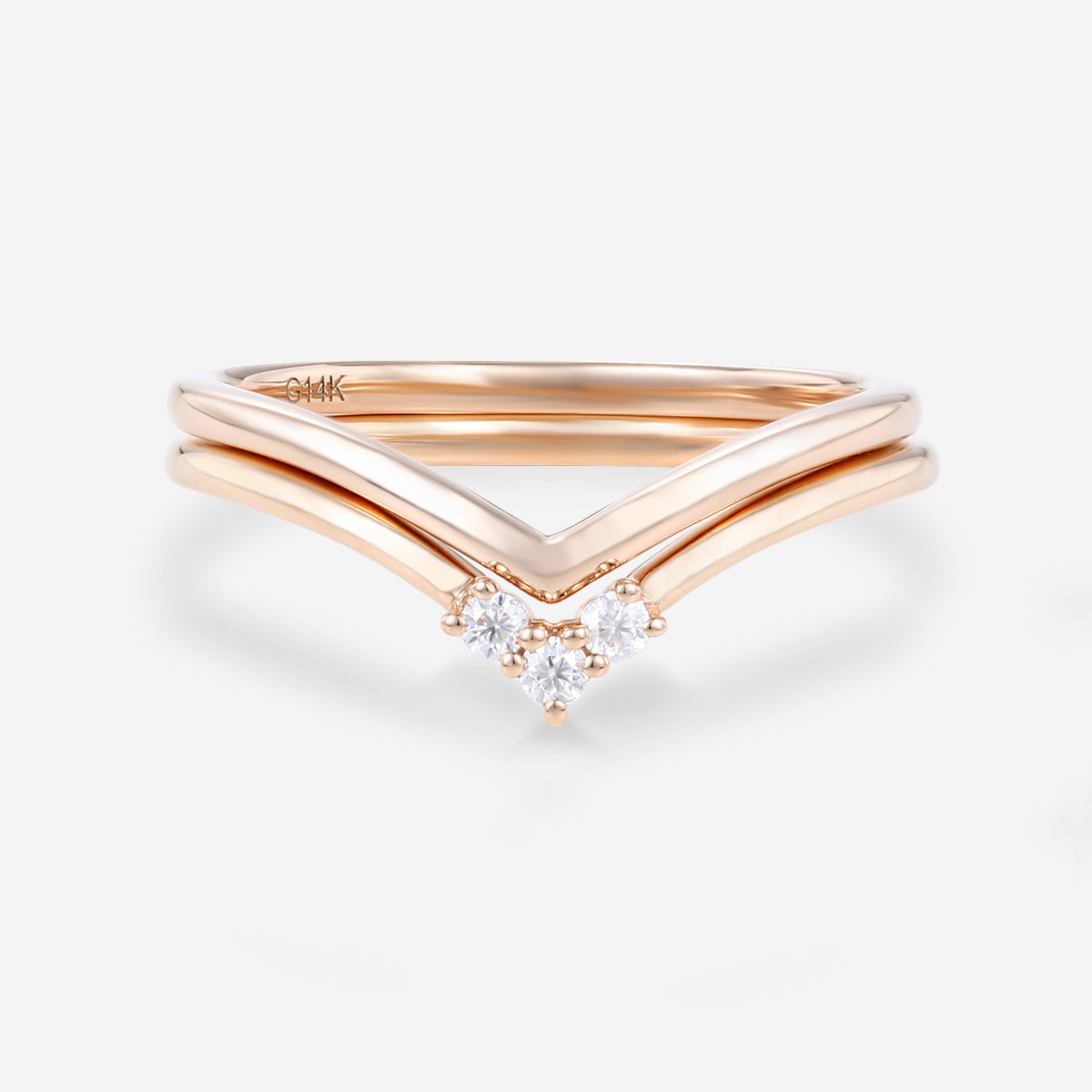 Double Diamond Curve Wedding Band Matching Engagement ring