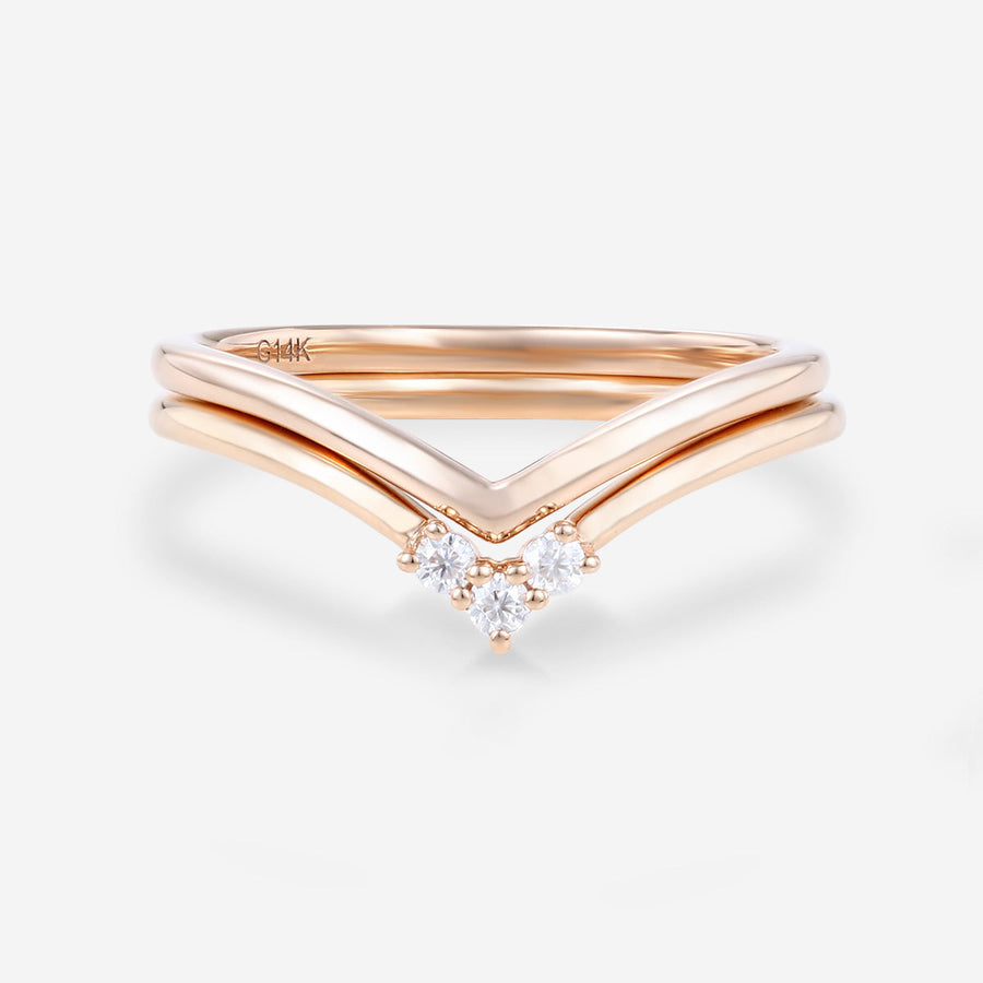Double Diamond Curve Wedding Band Matching Engagement ring