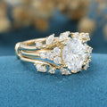 1.5Carat Oval Moissanite Cluster Engagement ring Bridal Set (Copy)