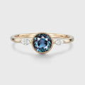 Bezel setting Round cut Lab Alexandrite Gold Engagement Ring