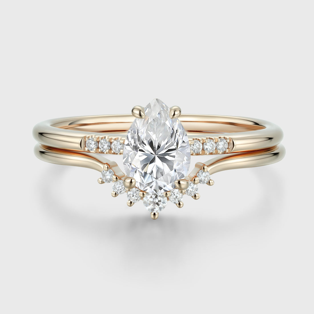 Pear Cut Moissanite Engagement ring Bridal Set
