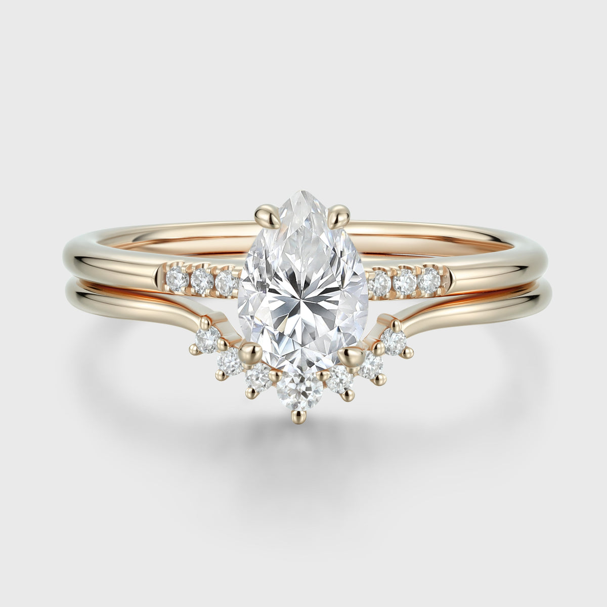 Pear Cut Moissanite Engagement ring Bridal Set