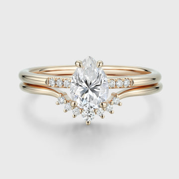 Pear Cut Moissanite Engagement ring Bridal Set