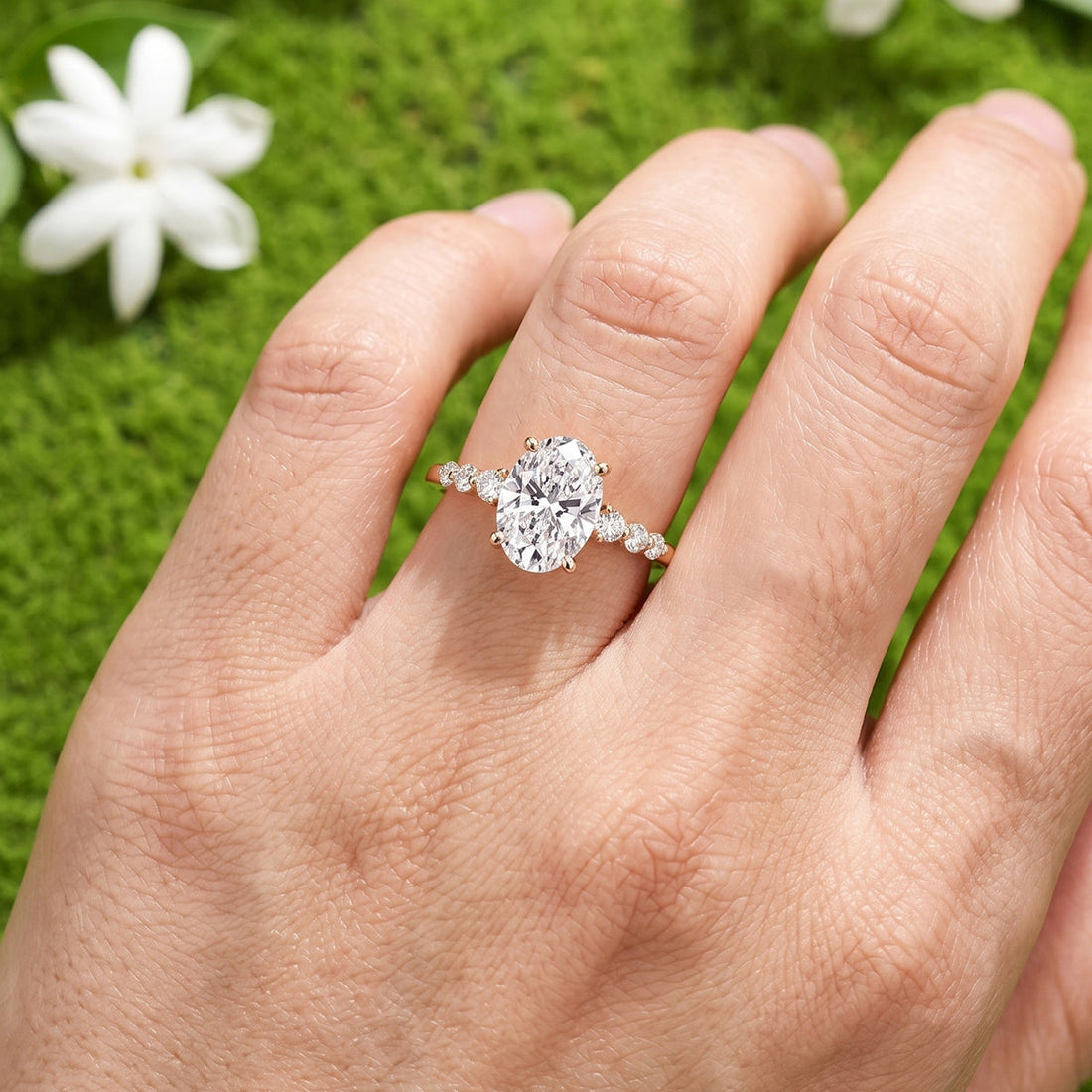 1.5Carat Oval Shaped Lab grown Diamond Engagement Ring