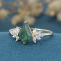 Nature Inspired Kite cut Moss Agate Leaf Gold Ring