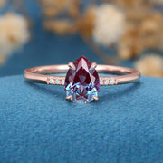 Pear cut Lab Alexandrite | Diamond Engagement ring