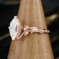 Nature Inspired Marquise cut Moissanite Leaf Gold Engagement Ring