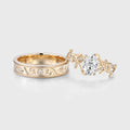 Nature Inspired Oval cut Moissanite Leaf Gold Engagement Ring