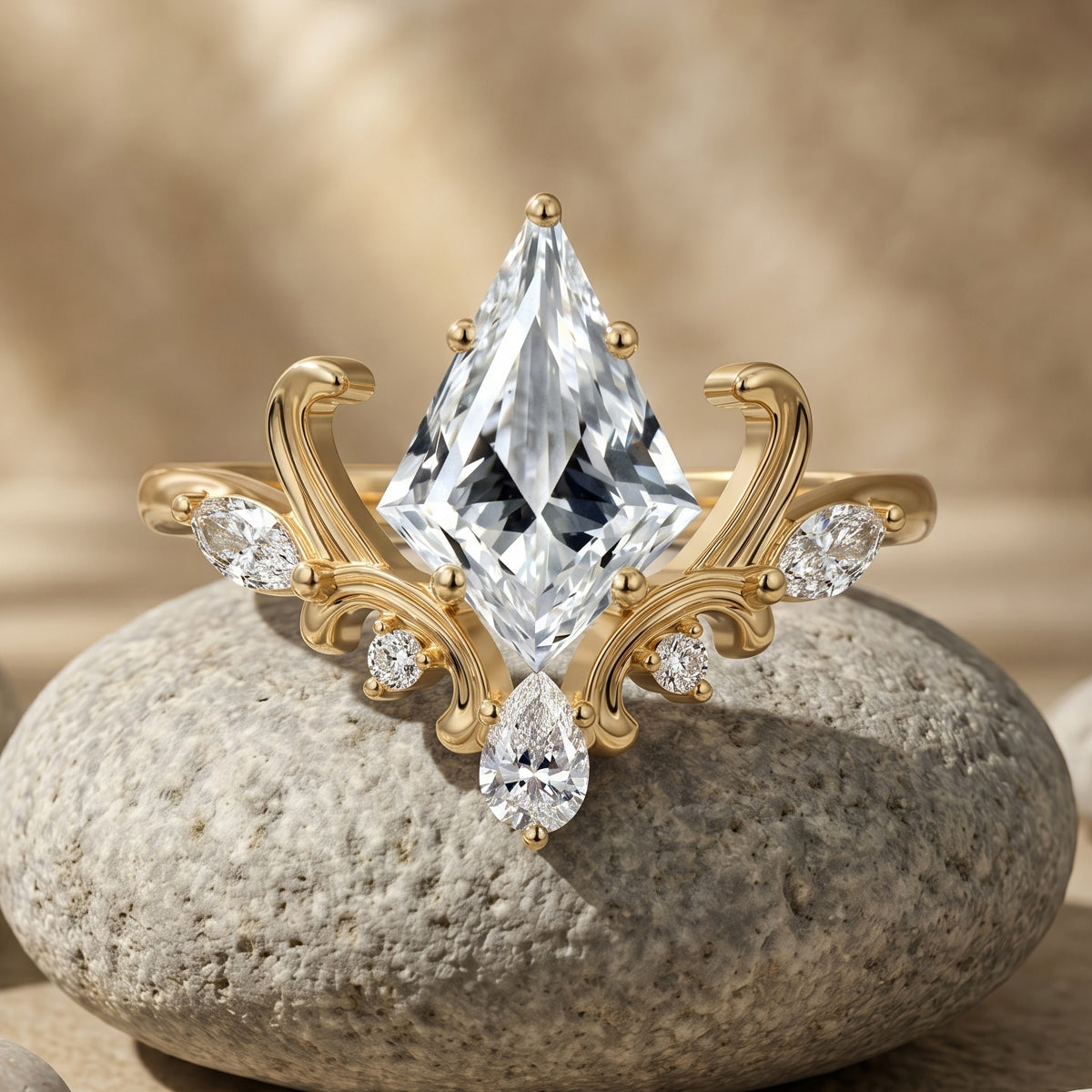 Vintage 1.0CT~3.0CT Kite cut Lab grown Diamond Engagement Ring
