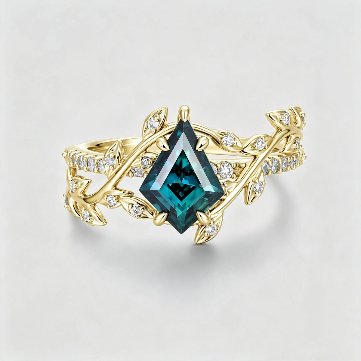 Kite Cut Lab Alexandrite Engagement Ring