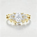 1.5 Carat Vintage Oval cut Moissanite Cluster Engagement ring Bridal Set