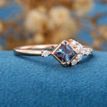 Princess cut Alexandrite | Diamond Engagement ring 