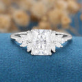 Radiant cut Moissanite Cluster Engagement ring