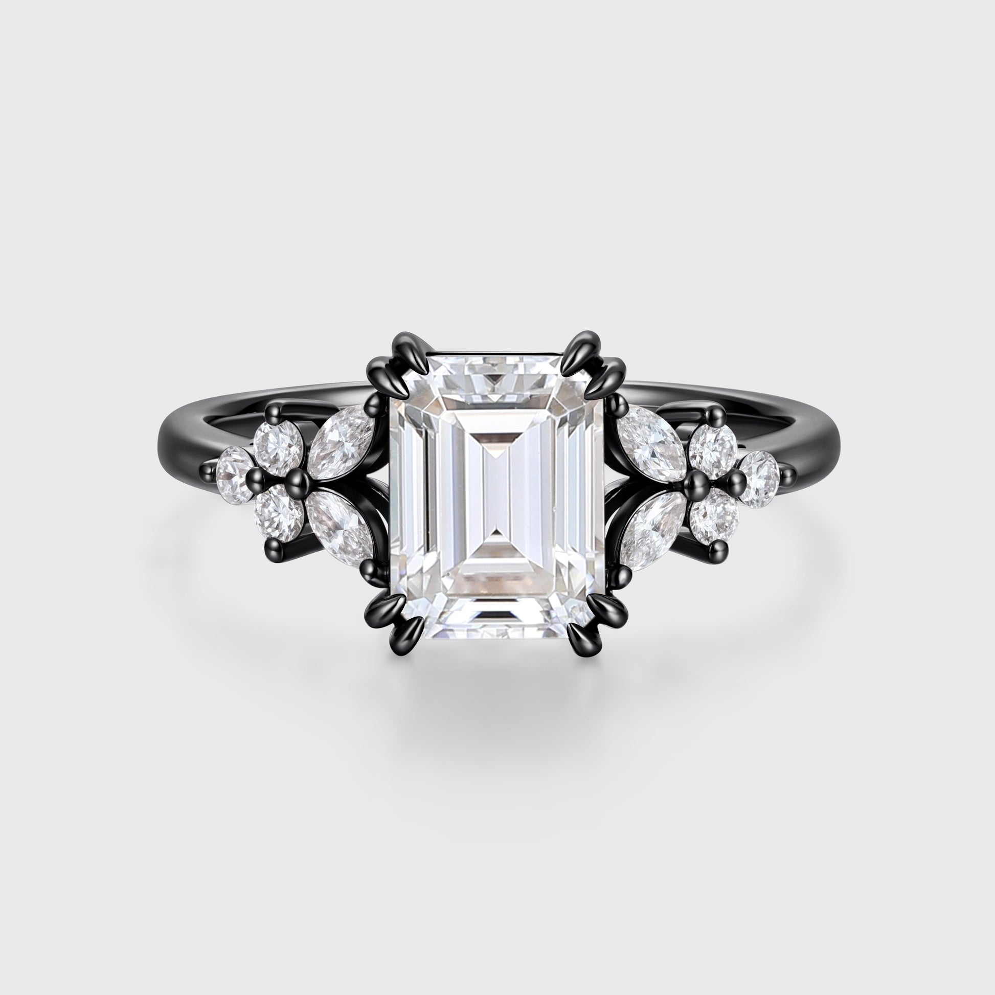 Emerald cut Moissanite Engagement ring