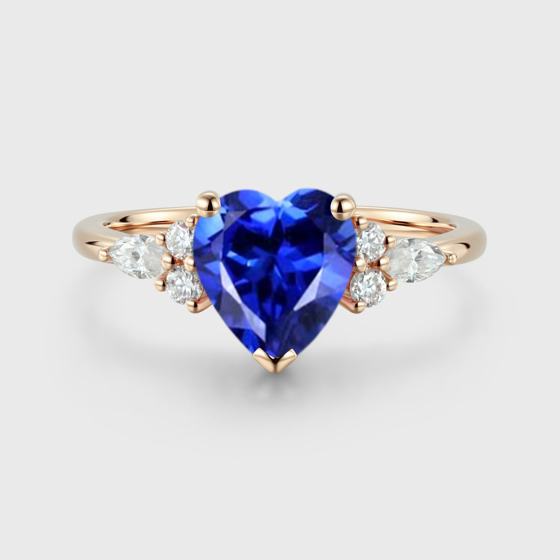 Heart cut Lab Sapphire Engagement ring