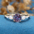 Round Cut Alexandrite Engagement Ring