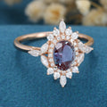 Oval cut Alexandrite Engagement ring 