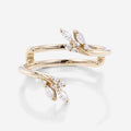 Nature Inspired moissanite | Diamonds Leaf branch stacking Gold wedding ring