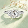 1.0CT~5.0CT Oval cut Lab grown Diamond Cluster Engagement Ring Luxury Pave Band