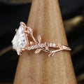 Nature Inspired Kite cut Moissanite Leaf Gold Engagement Ring