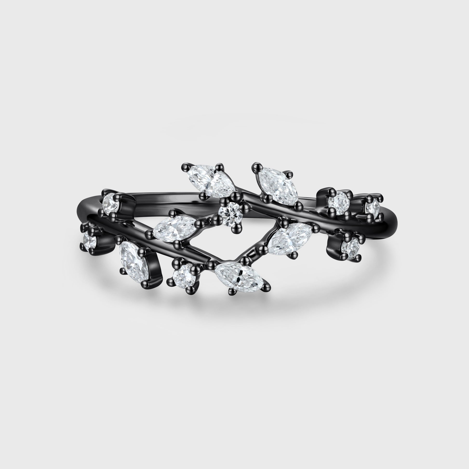 Nature Inspired moissanite | Diamonds Leaf branch stacking Gold wedding ring