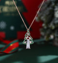 Christmas Tree Pendant Necklace with Moissanite + Lab Emerald Halo Accents