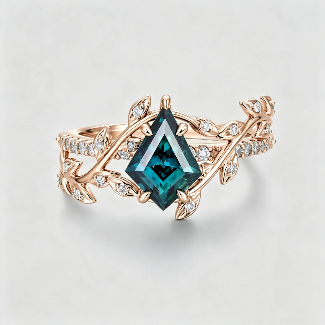 Kite Cut Lab Alexandrite Engagement Ring