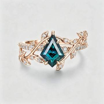 Kite Cut Lab Alexandrite Engagement Ring