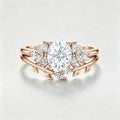 1.5 Carat Vintage Oval cut Moissanite Cluster Engagement ring Bridal Set