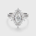 1.0CT~5.0CT Marquise cut Lab grown Diamond Halo Engagement Ring Set Luxury Pave Everyday Stackable Set