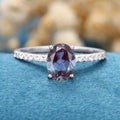 Oval cut Lab Alexandrite | Diamond Engagement ring