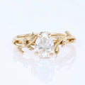 Nature Inspired Pear cut Moissanite Leaf Gold Engagement Ring