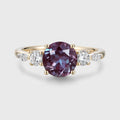 Round Cut Lab Alexandrite Engagement Ring