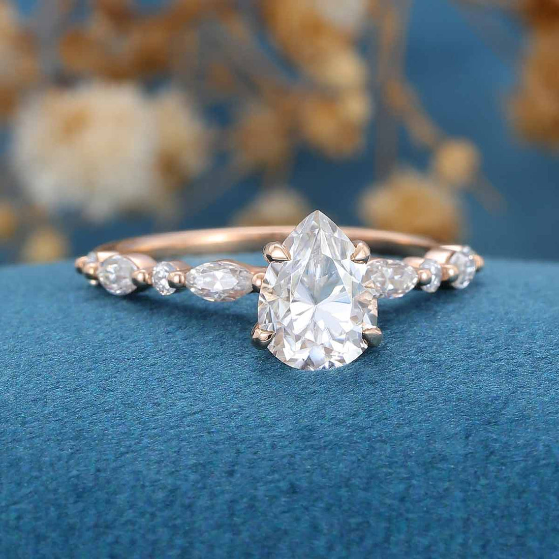 Pear cut Moissanite Engagement ring