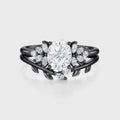 1.5 Carat Vintage Oval cut Moissanite Cluster Engagement ring Bridal Set