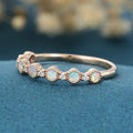 Round cut Opal Full Eternity Gold Wedding Band