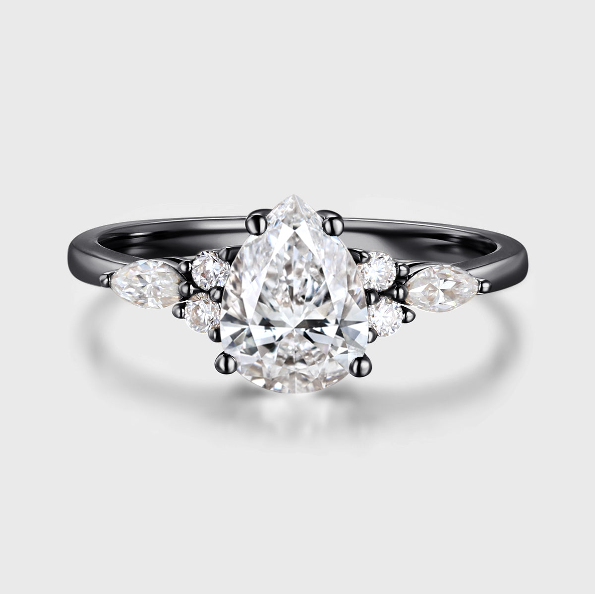 1.0CT~5.0ct Pear cut Lab grown Diamond Cluster Engagement Ring