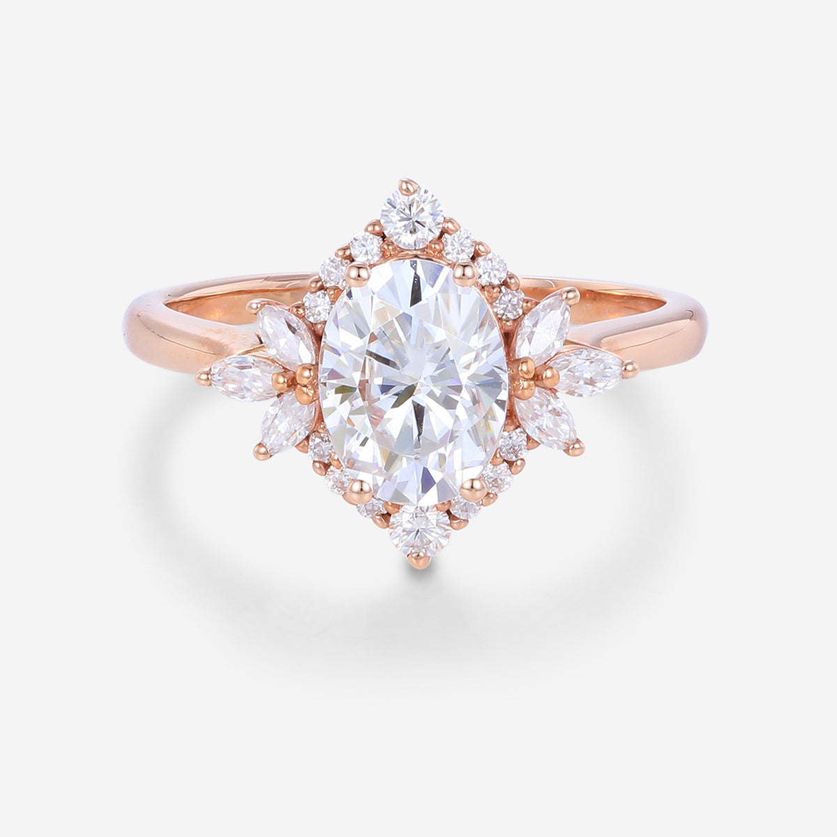 1.5Carat Oval cut Moissanite Halo Engagement Ring