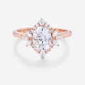 1.5Carat Oval cut Moissanite Halo Engagement Ring