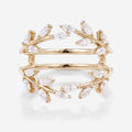 Nature Inspired moissanite | Diamonds Leaf branch stacking Gold wedding ring