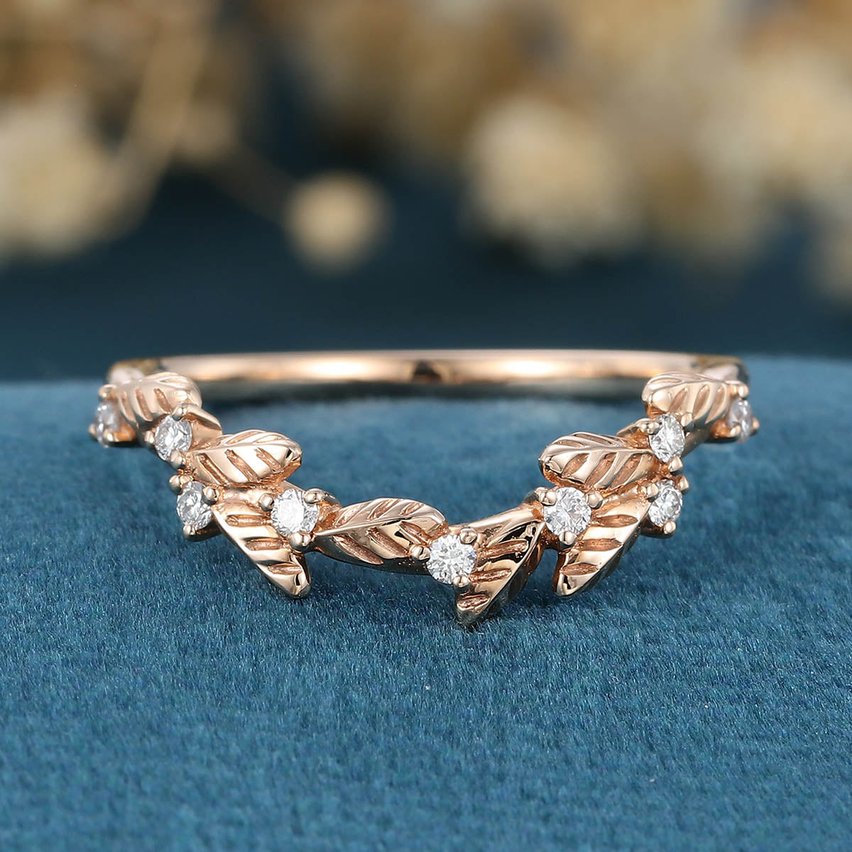 Copy of Nature Inspired Oval cut Moissanite Leaf Gold ring set